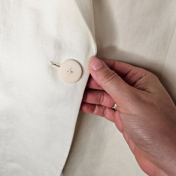 Massimo Dutti 100% Linen Blazer Sz 6 Off White Cream  Ecru Oversize - Picture 6 of 13